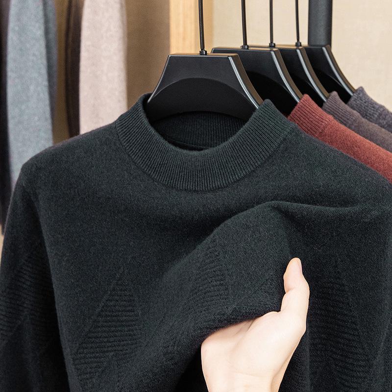 

Men s Thick Wool Sweater - Half-High Neck Knit for Autumn/Winter 2025, Perfect for Mid-Aged Dads 4XL