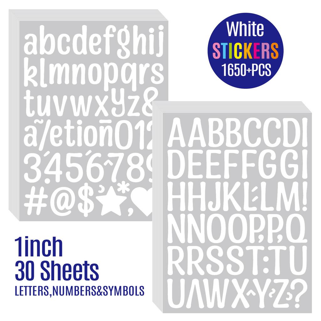 1-inch Letter Sticker Bright Film Art Body Waterproof Mobile Phone Case Water Cup Big Belly Cup DIY Alphanumeric Sticker