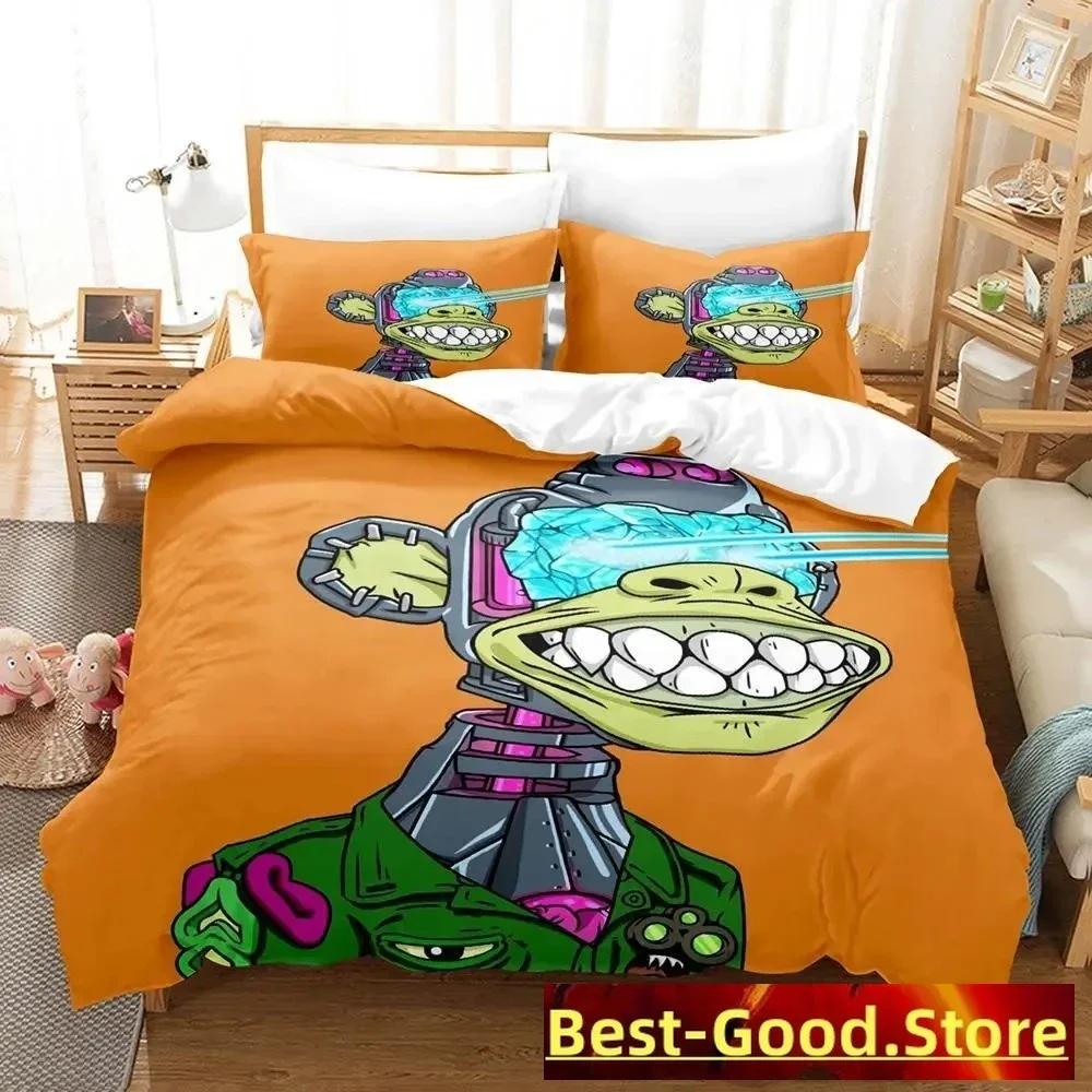 Bored Ape Yacht Club BYAC NFT Bettwäsche Set Einzel Doppel Full Queen King-Size Abmessungen Abmessungen Bettwäsche Set Aldult Kind Schlafzimmer Bettbezug Sets Anime