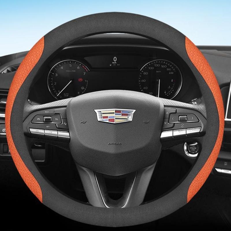 Leather Car Steering Wheel Cover for Cadillac SLS CT6 Escalade XT5 ATS CTS SRX XT4 XT6 Lyriq Optiq Accessories