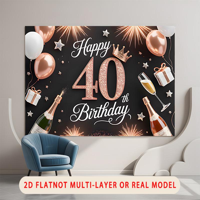 Party Backdrop Birthday Stars Crown 40Th Photo Booth Background Wall Decor