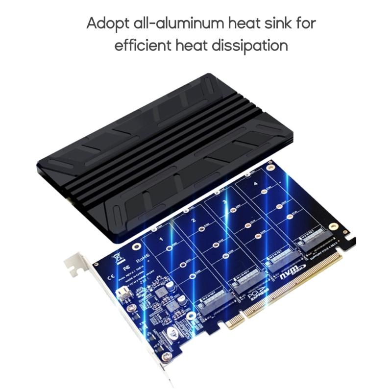 All Aluminum Heatsink Heat SSD Radiator Pad for NVME M-KEY PCI-E 16 Array pansion Card Metal Cooling Pad