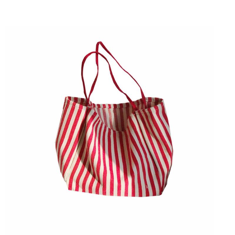 Large Capacity Classic Vintage Striped Shoulder Bag Simple Canvas Bag Tide Bag