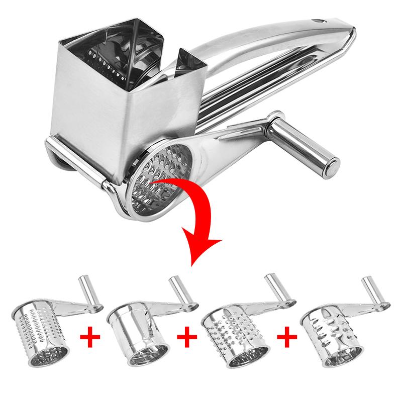 4 Trommelklingen Rotations-Käsereibe Edelstahl Käsehobel Reibe Butter Schneider Küchenhelfer