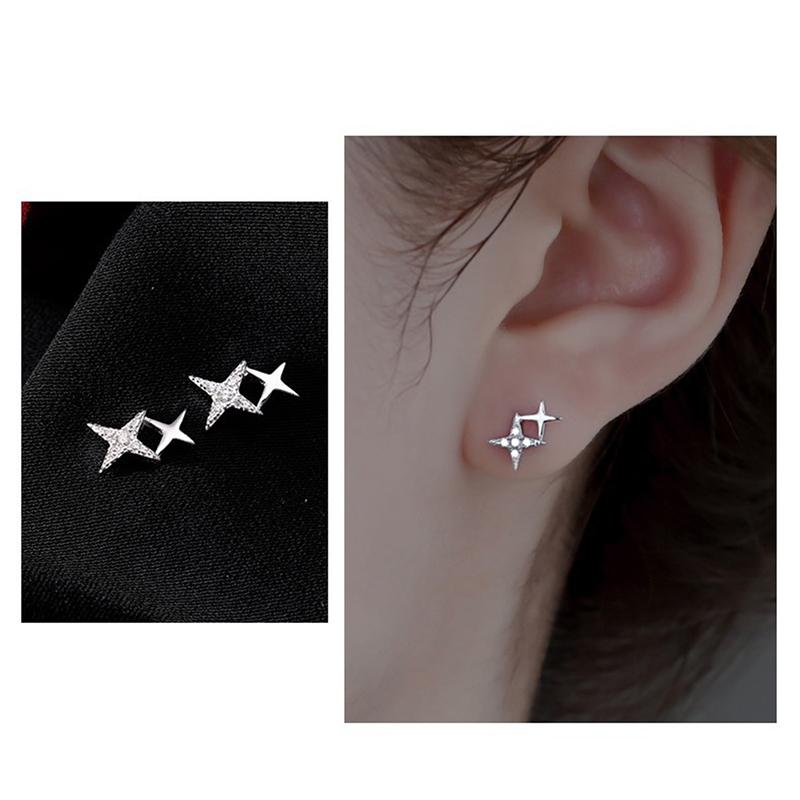 Romantic Cute Four-Pointed Star Stud Earrings For Women  Jewelry Gift