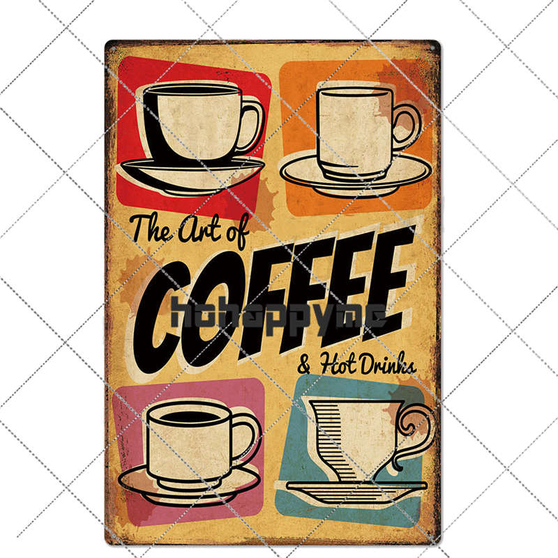 Coffee Tin Sign Vintage Metal Plaque Kitchen Coffee Bar Cafe Retro Posters Pub Wall Decorative Plates Home Decor 20*30 cm