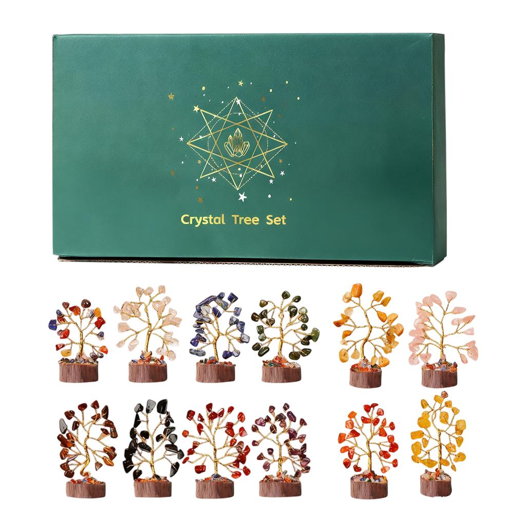 Crystal Tree Of Life Set With Wooden Base, A Tree For And Home Decoration