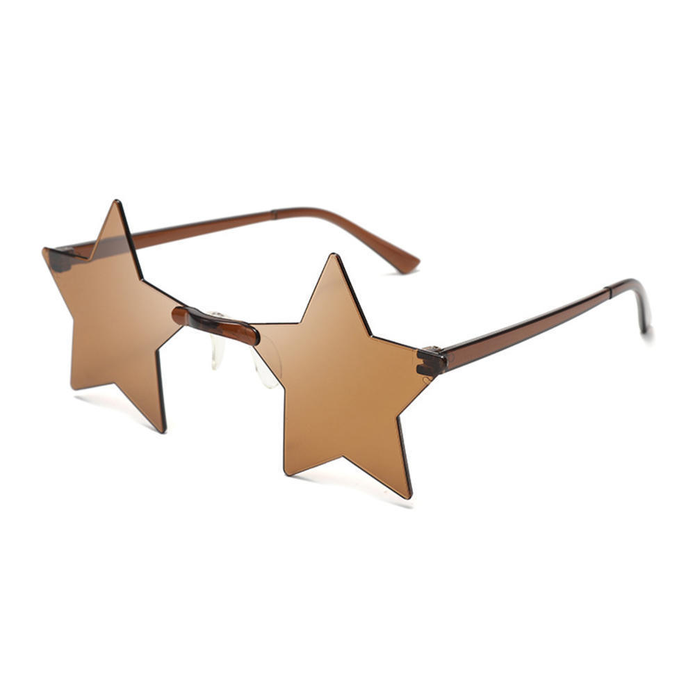 1Pc Frameless Star Shaped Solid Color Glasses For Cosplay Eyewear Cool Disco Glasses For Women Men Fashion Pentagram Sunglasses