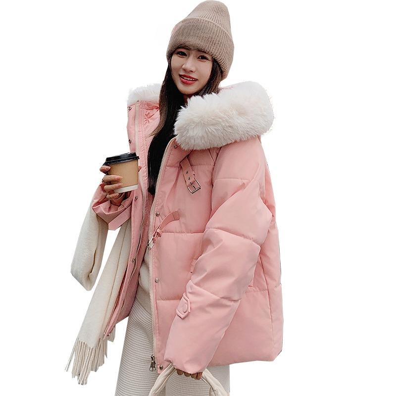 2024 New Fashionable Korean Style Large Fur Collar Design Niche Thick Winter Thick Down Cotton Coat Warm Streetwear Coat