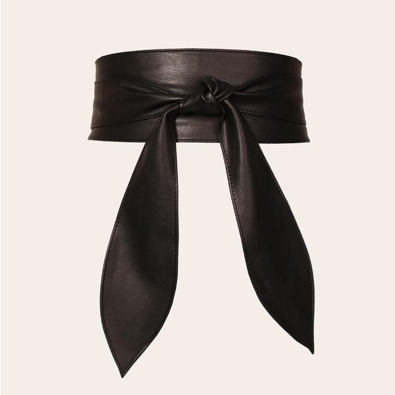 SZwatch Nieuwe Zachte Kleding Decoratie Strik Lint Taille Riemen Decoratieve Tailleband Dames Brede Ceintuur Taille Riem 245cm zwart
