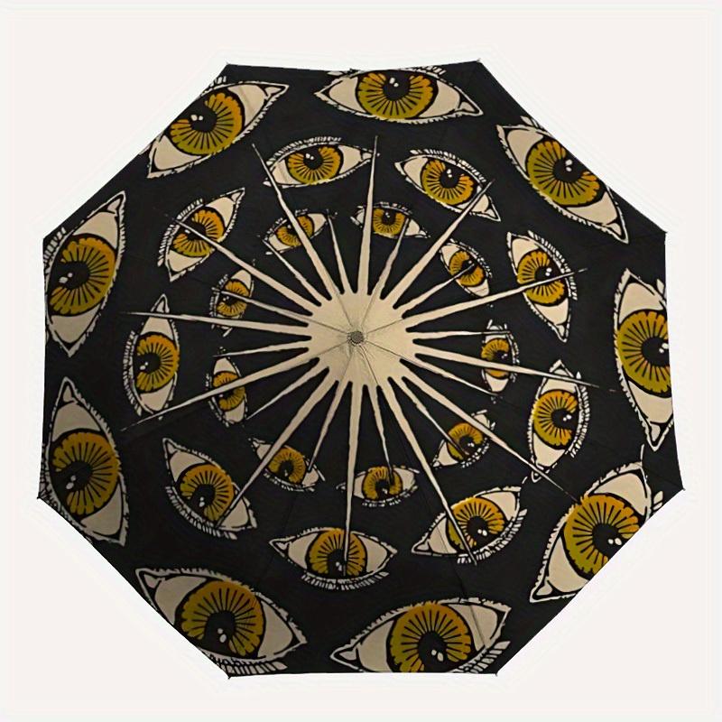

1pc Eyes Mandala Auto Open/Close Umbrella with Windproof, Functional Design, 8-Rib Sturdy Canopy