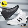 Sneakers Men Elevator Shoes Height Boots  Man Increase Insole 6Cm  Women Girl Leather Boots