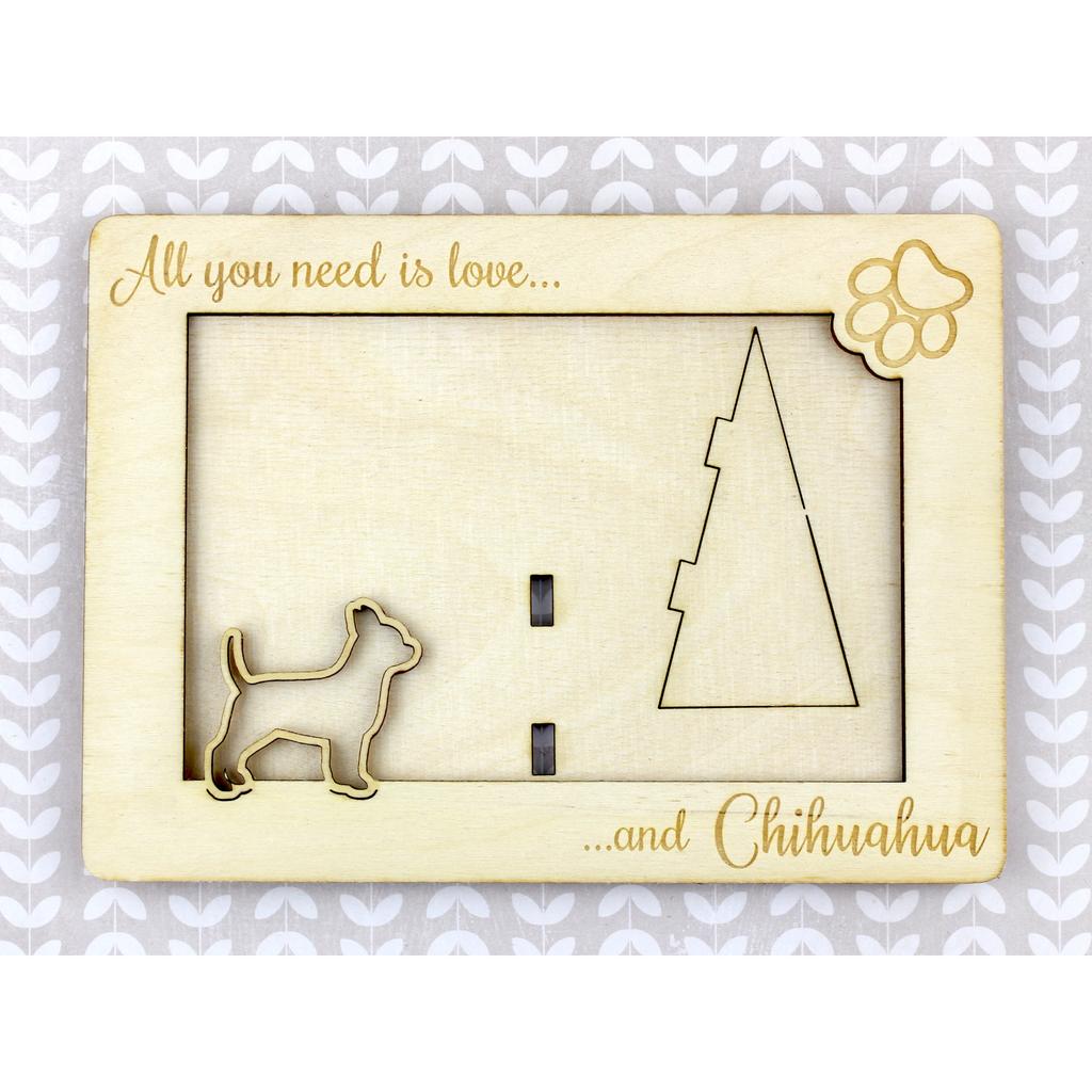 Chihuahua short-haired, Chihuahua smooth – Photo frame, engraved wooden frame | Art-Dog