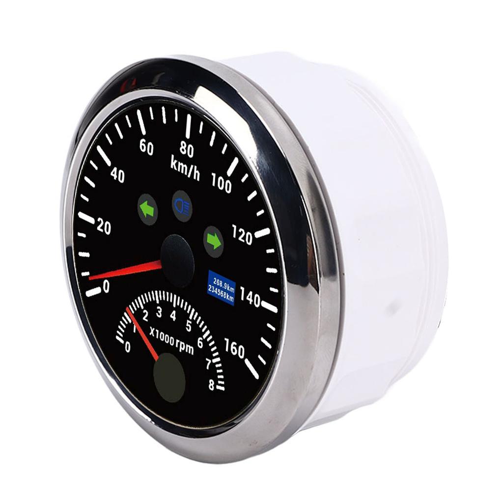 85mm 160km/h GPS Hastighetsmätare 0‑8000rpm Varvtalsmätare LCD Röd Bakgrundsbelysning för Bil Båt Yakt Husbil Lastbil