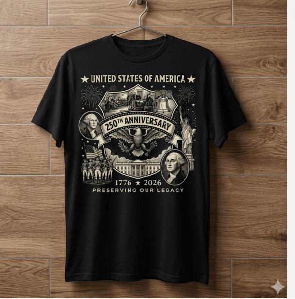 America 250th Anniversary 2026 Vintage Retro USA Patriotic T-Shirt 3XL