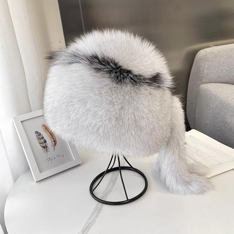 Fox Fur Hat Women's New Winter Warm Mongolian Hat Thickened Outdoor Skiing Fur Hat Shows A Small Face