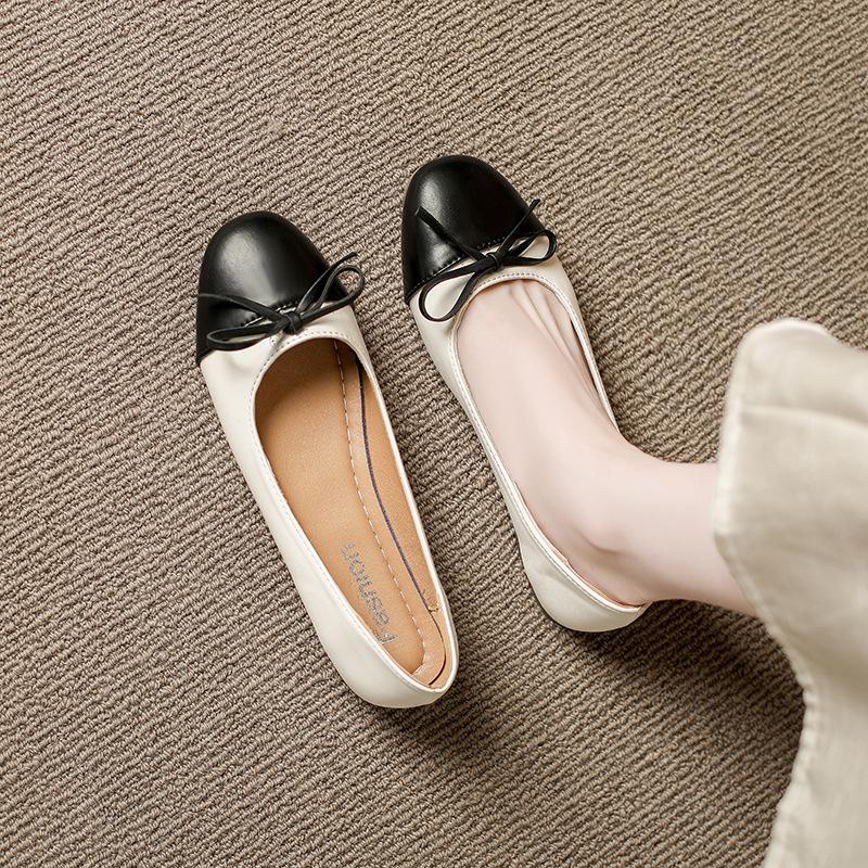 

Туфли-лодочки женские весенне-осенние новые больших размеров с круглым носком и неглубоким вырезом, повседневные туфли на одном ремешке 40 чёрный