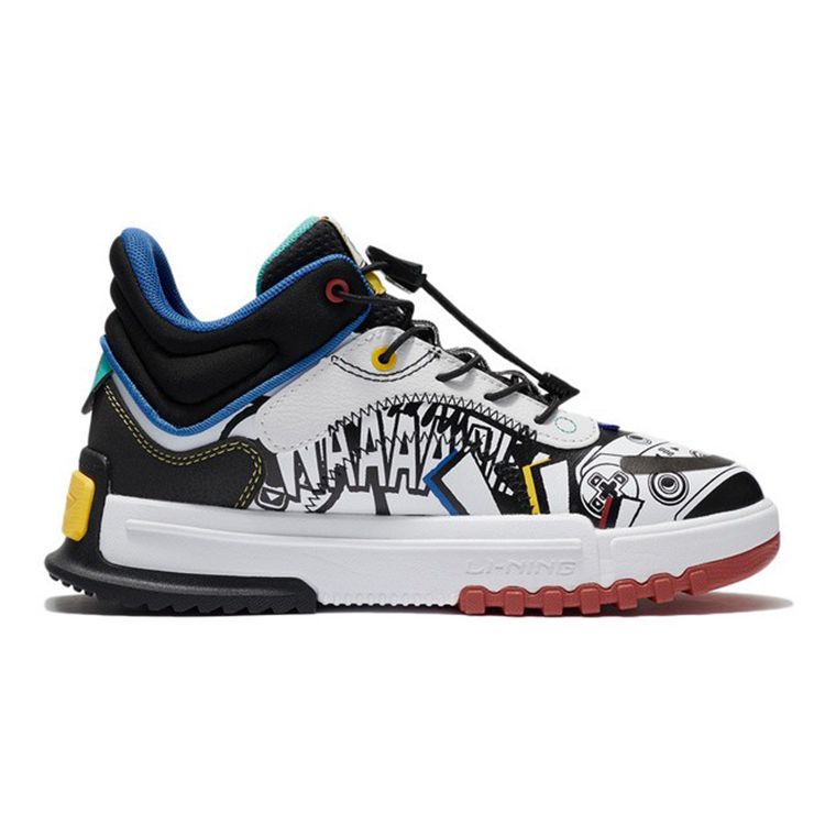 Li Ning Kids Journey Casual Comfortable Mid-Top Sneakers Kids Sneakers White YKCS012-1