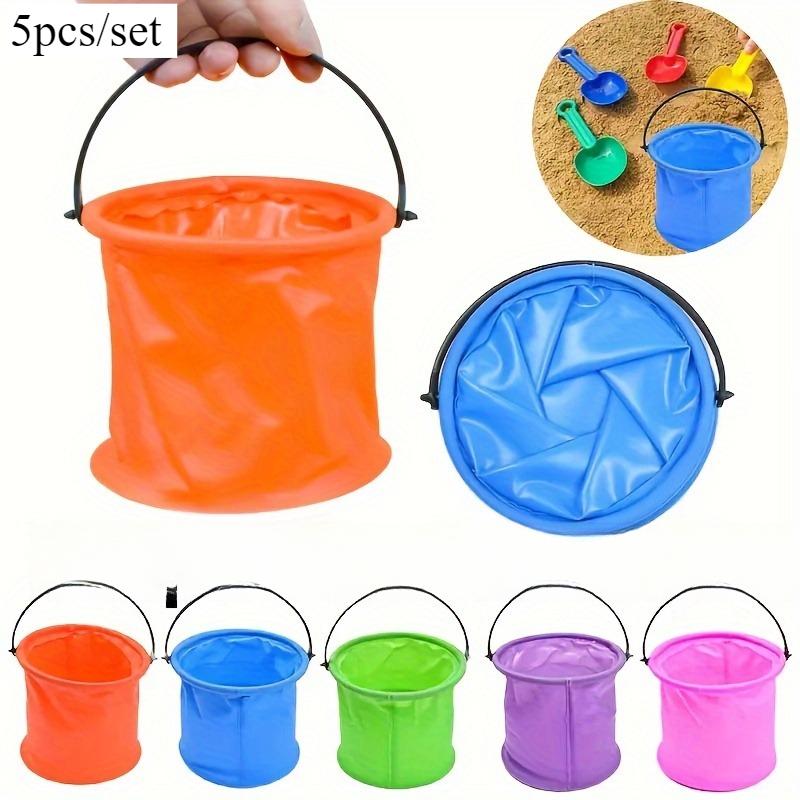 

5pcs/set Mini Collapsible Beach Bucket - Portable PVC Watering Can for Outdoor Travel Camping Beach Water Games