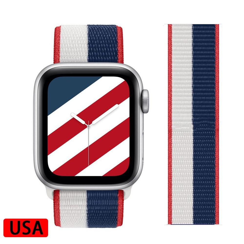Nylon Strap for Apple Watch Band 44mm 40mm 42mm 38mm Wristband Belt International Collection Sport Loop Bracelet iWatch 5 4 3 Se 6