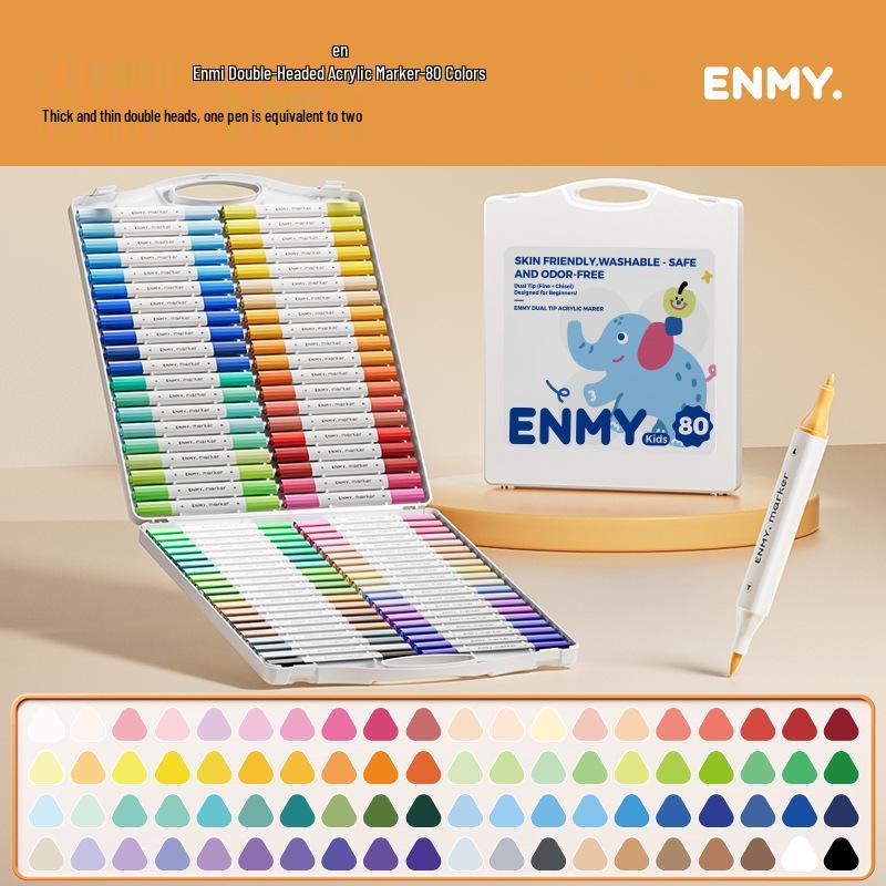 ENMY Double-Headed Acrylic Marker for Kids - Large Capacity, Colorful, English Label.