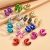 Metallic Color Acrylic Chunky C-shape Hoop Earrings for Women New Irregular Geometric Huggies Earring Glossy Jewelry