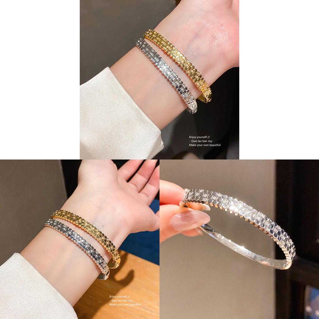 Bracciale Geometrico Esagonale in Zirconia Argento Rame con Stile Lussuoso alla Moda per l'Uso Quotidiano