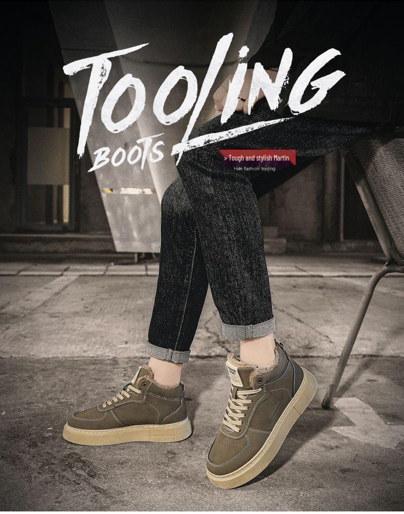 Pánské zateplené retro zimní tenisky s vysokým svrškem a sametovou podšívkou