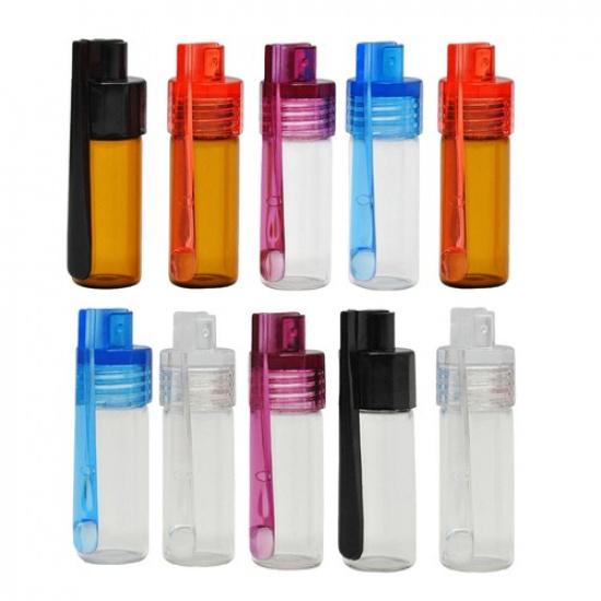 Seasoning Container Box Condiment Bottle Glass Spice Jar With Retractable Spoon 10 pcs