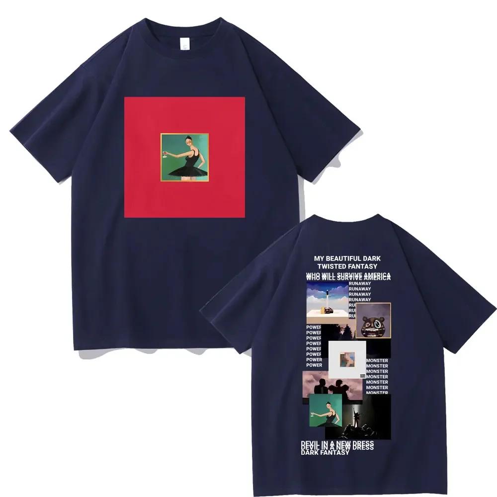 Raper Kanye West Moja Piękna Mroczna Pokręcona Fantazja Koszulka z Okładką Donda The College Dropout Koszulki Unisex Hip Hop Vintage Koszulka