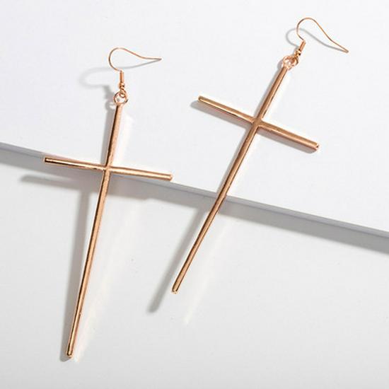 Europäische Mode Große Kreuz-Steckohrringe für Damen - Übertriebene Lange Hänge-Ohrringe Street Style