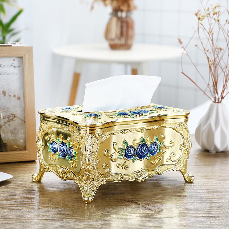 Gold-Edged Acrylic Tissue Dispenser Box, 18x12x9cm - Creative Small Desktop Napkin Holder