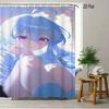 2D Flat Naruto Anime Chibi Naruto Uzumaki Sitting On Rock In Forest Print Waterproof Shower Curtain For Bathroom Decor