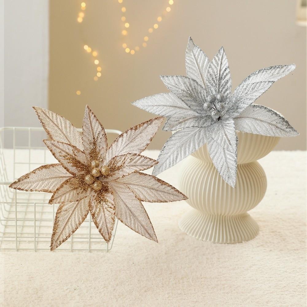 Neue 20CM Künstliche Weihnachtssternblume Pailletten Glitzer Simulationsblumen Funkelnde DIY Weihnachtsblume Weihnachtsdekoration