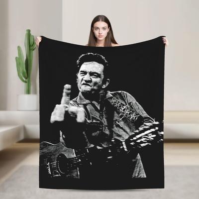Johnny Cash Dekens Fleece Lente Herfst Multifunctioneel Ultrazacht Plaid voor Huis Kantoor Dekbed