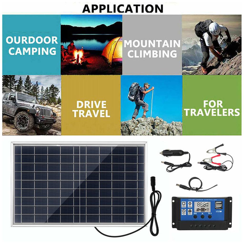 10W Polysilicon Solar Panel Set Solar Panel and Solar Recharge Controller Kit For Camping Traveling Car Mobile Phone