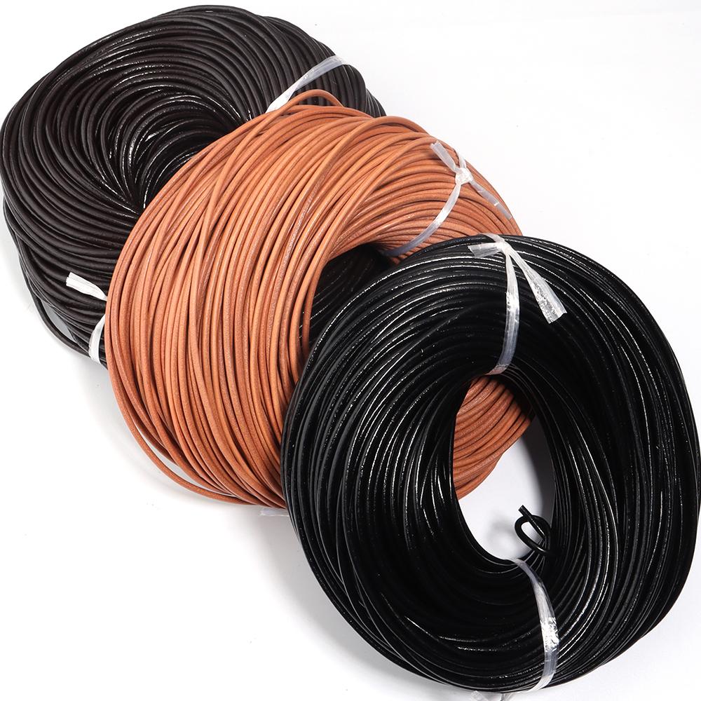 2-5 Yards 1/1,5/2/2,5/3/4/5/6 mm Echtes Rindsleder Kordeln Runde Schnur Kordel Zum Schmuckherstellung DIY Lederarmband Halskette