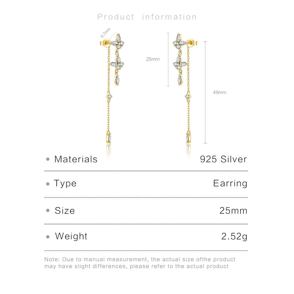 ANDYWEN 925 Sterlingsilber Gold Klar Schmetterling Zirkonia Kette Hängeohrring Feiner Schmuck Rock Punk Mode Kristallclips Hochzeit