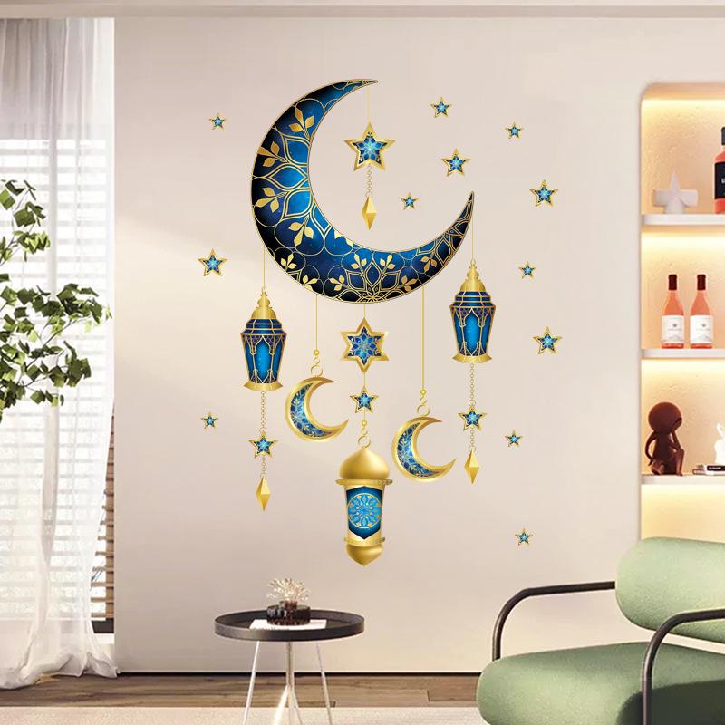 3D Star & Moon Wall Stickers - Self-Adhesive Festival Decorations for Living Room & Bedroom