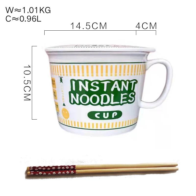 Ins style kreative Instant-Nudel Keramik Tasse Schüssel mit Deckel Bento-Box Studenten Brotdose Instant-Nudel Schüssel Suppenschüssel Set