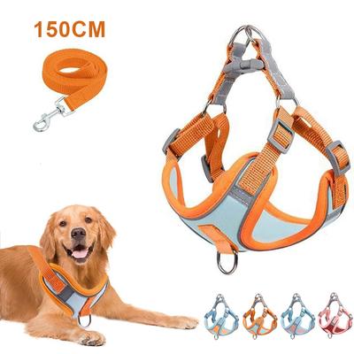 Dog Harness with 1.5m Leash Set Escape Proof Adjustable Pet Harness for Small Medium Large Dogs Outdoor Walking Dog Leash
