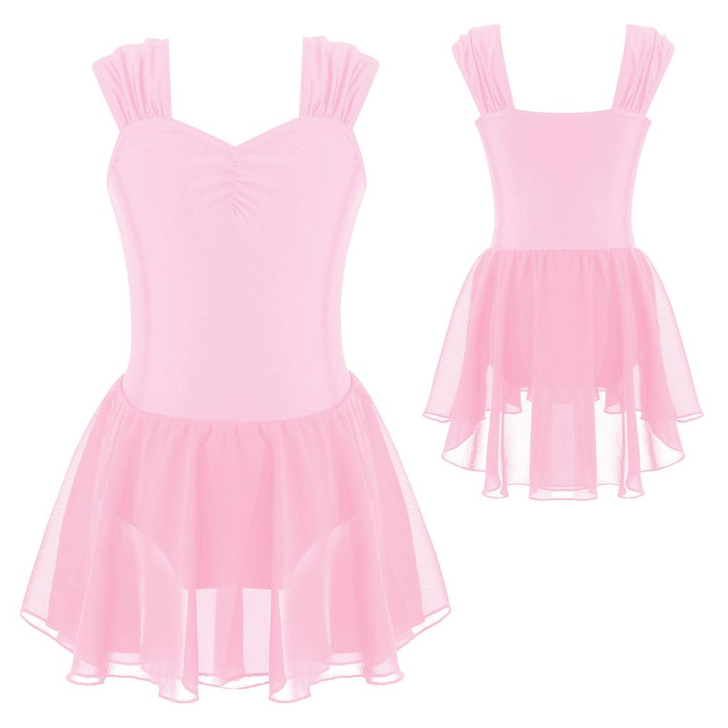 Kids Girls Ballet Tutu Princess Dress Lyrical Dance Costumes Gymnastics Leotard Modern Lyrical Ballroom Dancewear Fancy Skating