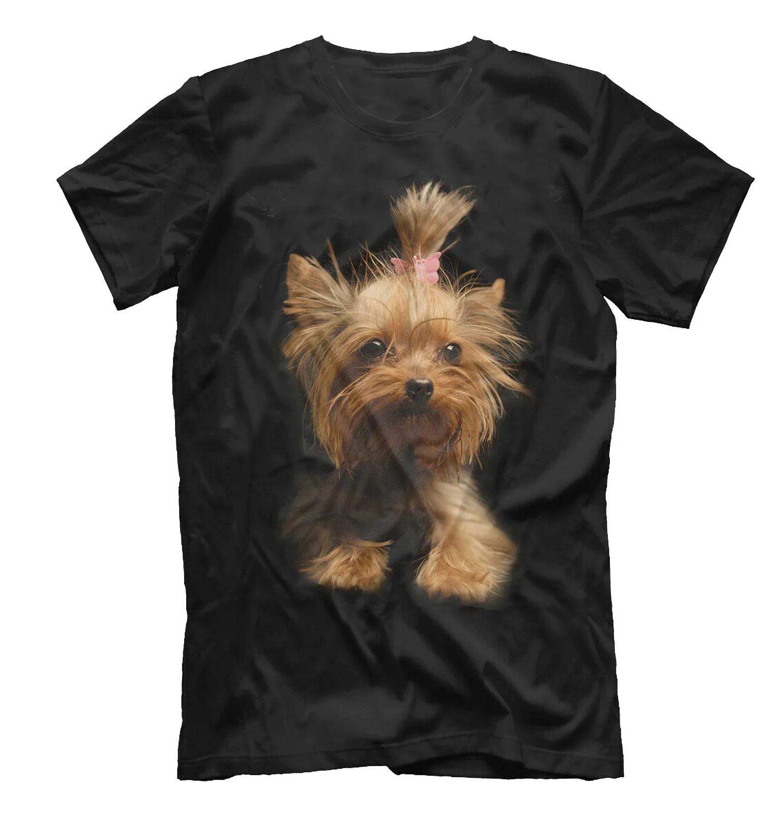 Cute Animals Pet Yorkshire Terrier Dog Lovers Gift TShirt 100 Cotton ONeck Summer Short Sleeve Casual Mens Tshirt Size S3XL S