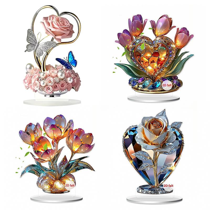 1Set Delicate Patterns Warm Atmosphere 2D Flat Mother's Day Ornament Living Rooms Acrylic Decorative Grateful Holiday Gifts