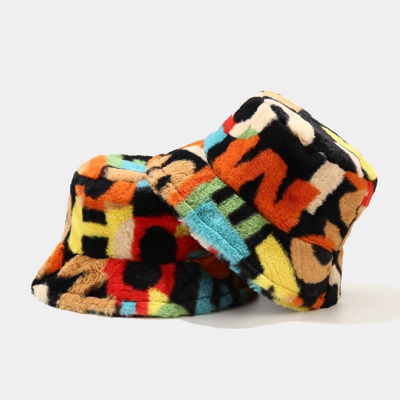 European and American Creative Hats for Women, Autumn and Winter New Colorful Numbered Print Bucket Hats, Versatile and Fashionable Outdoor Outing Pot