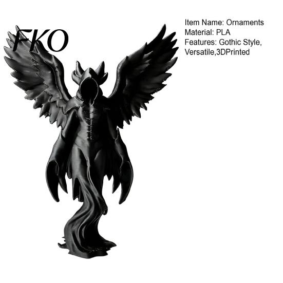 Detailed 3D Printed Figure Dark Angel Winged Figurine, Gothic Statue for Desk Shelf Three-dimensional Decor, Intricate Redemption Theme