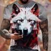 Summer Men's Lightweight Fitness Sports T-Shirt Cool Fire Wolf Graphic 3D Print Short Sleeve Casual Loose Streetwear Men's Tops