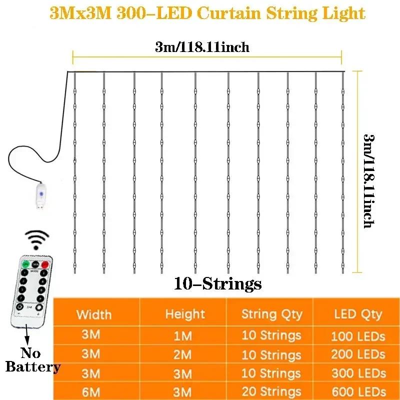 Curtain Garland On The Window USB Power Fairy Lights Festoon with Remote New Year Garland Led Lights Christmas Decoration