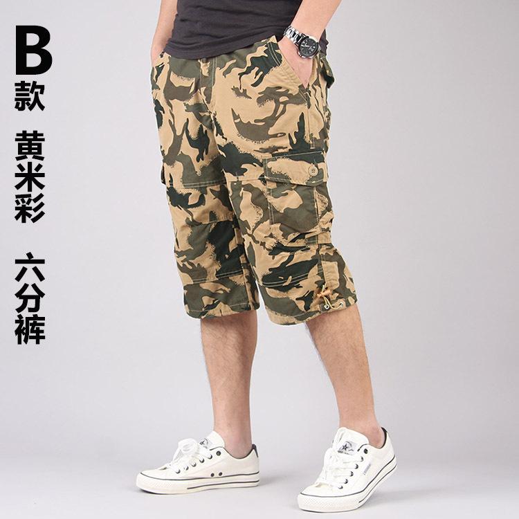 Summer new overalls straight mid-pants casual pants sweatpants men's loose shorts six-point pants trendy pants