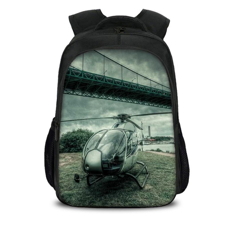 Helicopter Large Capacity Lightweight Double-layer Backpack with New Mechanical Printing the Best Gift for Boy and Girl Schools